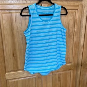 Soft Surroundings aqua/white striped sleeveless top size M Petite